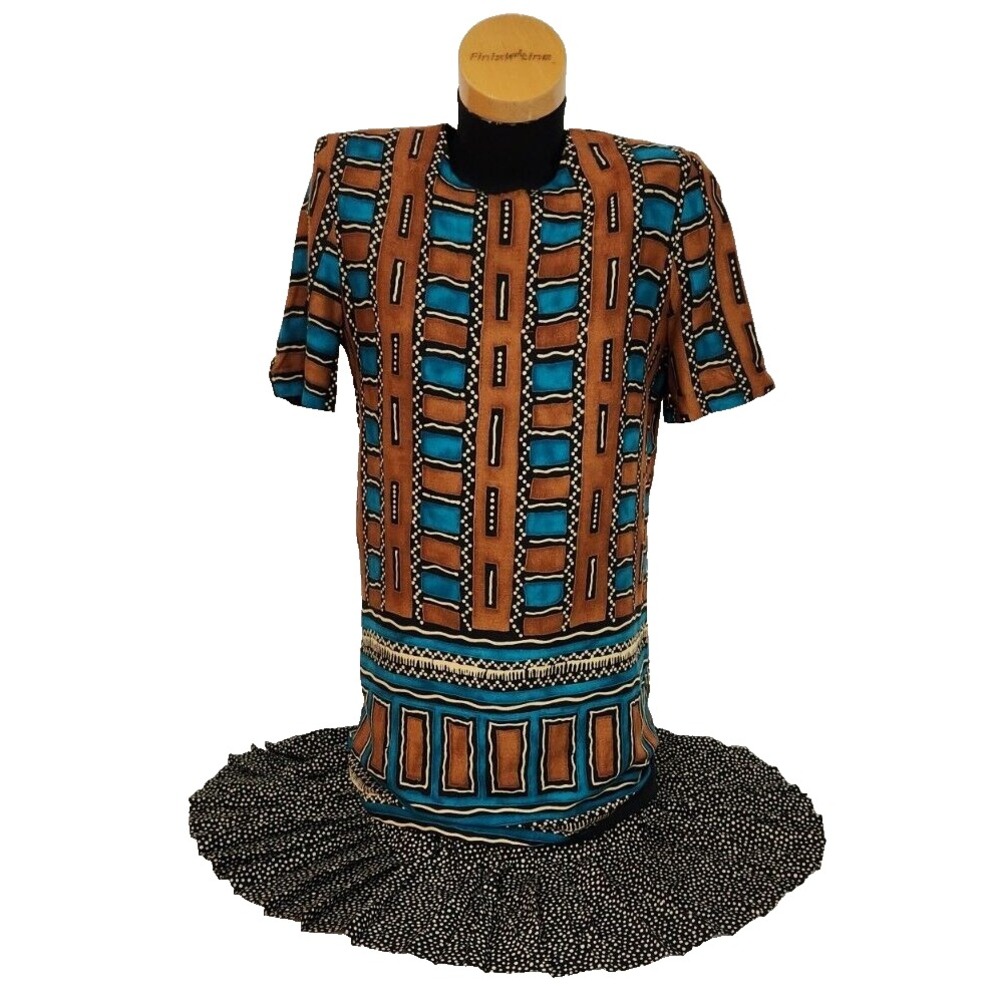 Jessica Howard Womens SZ 6 Dropped Waist Abstract Print Vintage Pleated Dress